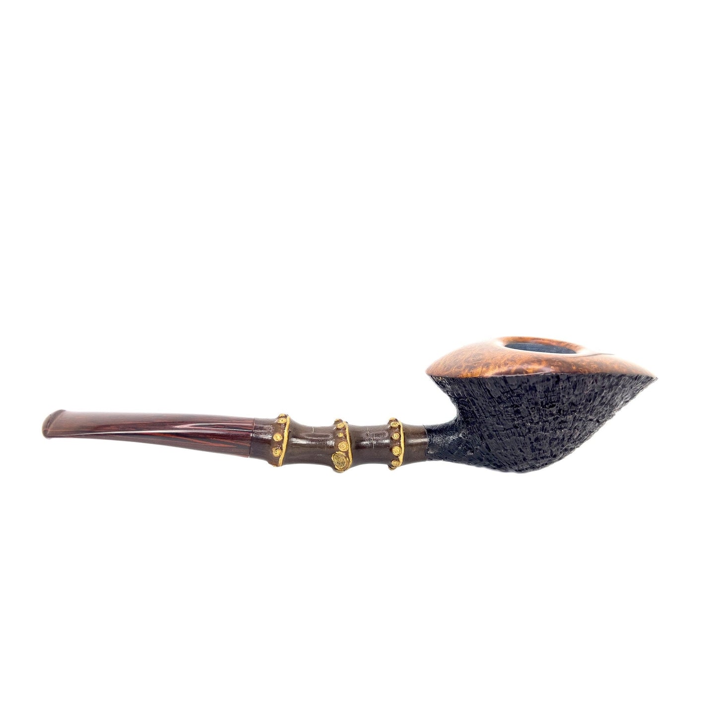 L Duca B3 Freehand Dublin Sandblast Bamboo - Unsmoked Smoking Pipe - Il Duce - lastforsure