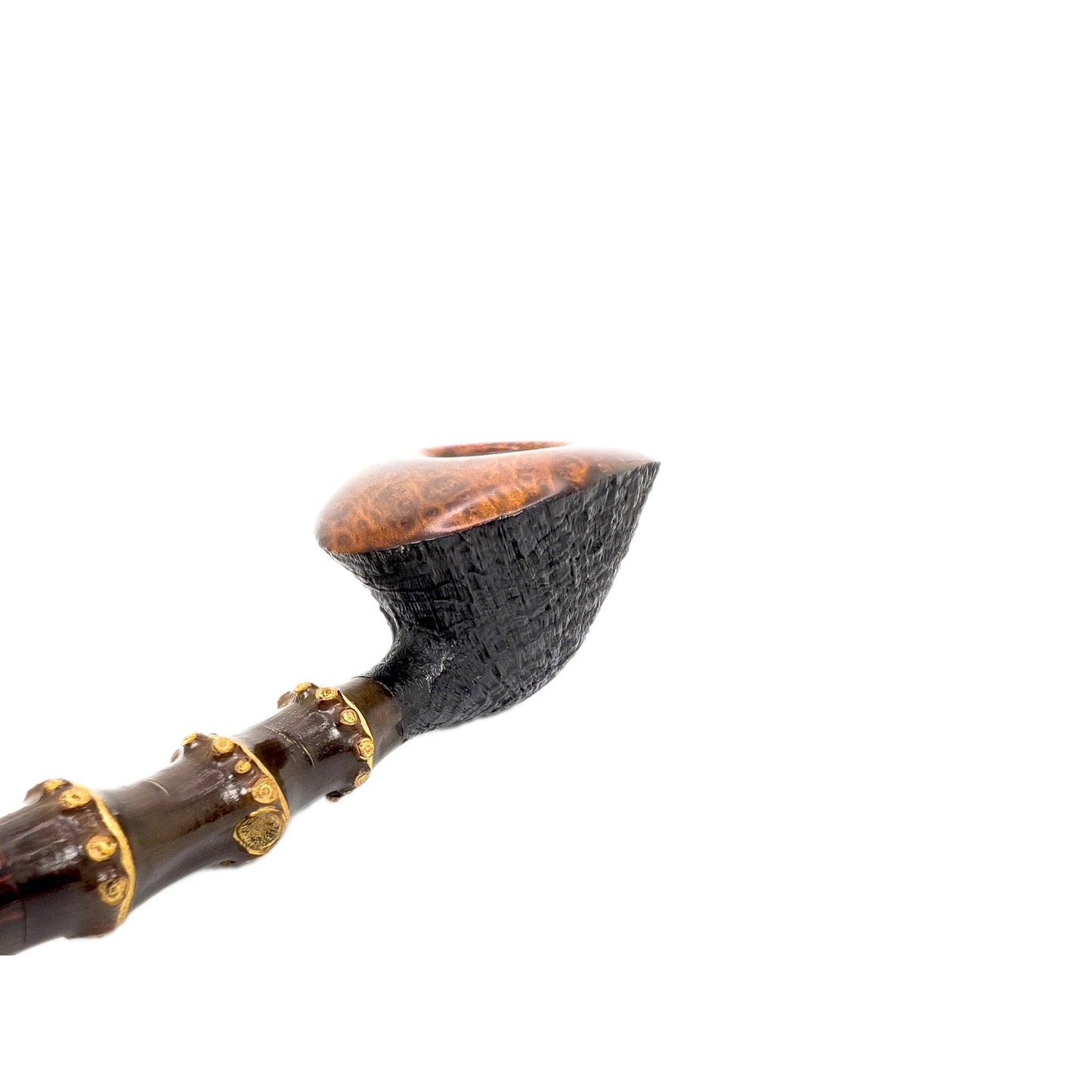 L Duca B3 Freehand Dublin Sandblast Bamboo - Unsmoked Smoking Pipe - Il Duce - lastforsure