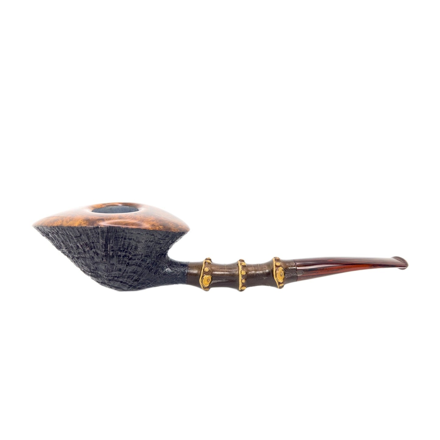 L Duca B3 Freehand Dublin Sandblast Bamboo - Unsmoked Smoking Pipe - Il Duce - lastforsure